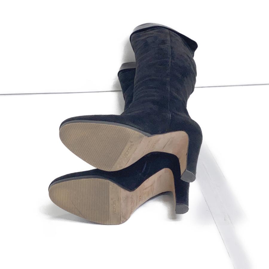 JIMMY CHOO 37 黒ニーハイブーツ金具付きストラップ定価¥180400 JIMMY