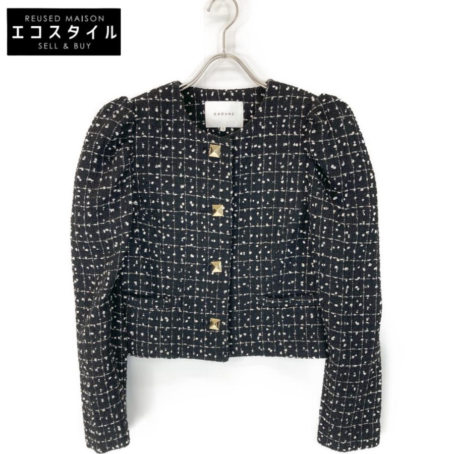 CADUNE カデュネ 【神崎恵コラボ】ノーカラーショートツイード