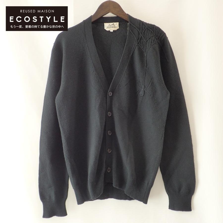 国内正規/ HERMES エルメス カシミア100％ スパイダーモチーフ Vネック