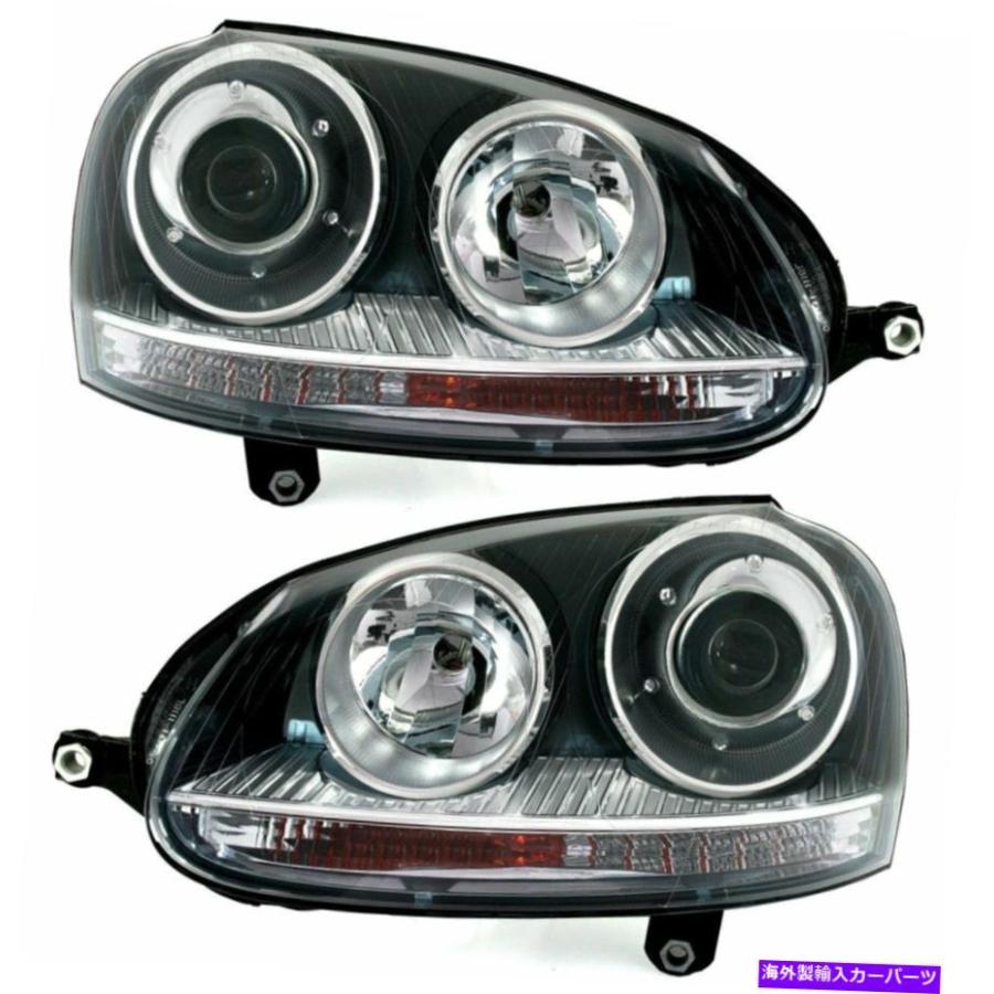 USヘッドライト VWゴルフ5 v 03-09 GTIスタイル外観ブラック送料無料