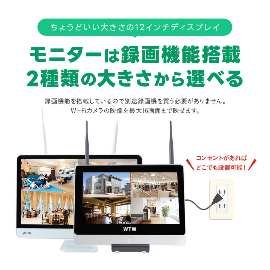 WTW 塚本無線 防犯カメラ 屋外 ワイヤレス 家庭用 モニター セット 4台