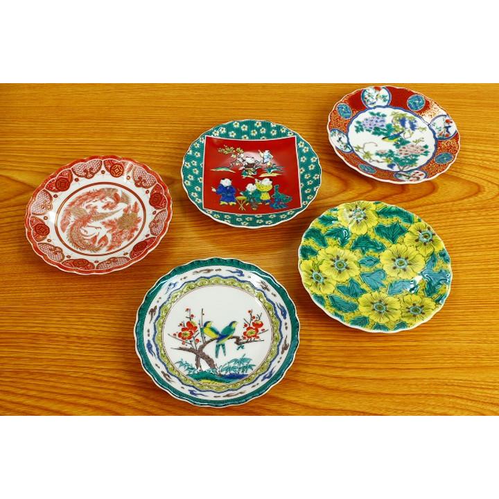 九谷焼 4号皿揃 時代画風 / 青郊窯 和食器 皿 人気 ギフト セット