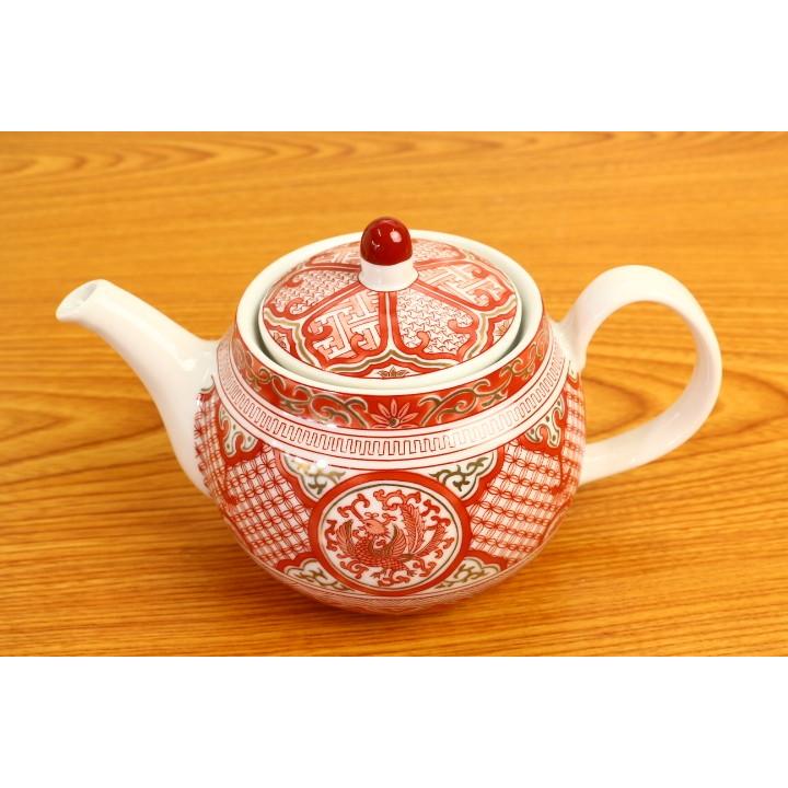 九谷焼 ポット急須 赤絵金彩鳳凰 / 青郊窯 和食器 急須 ポット 人気