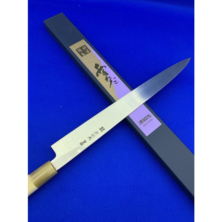 源昭忠 青ニ鋼 柳刃包丁 330mm 尺一 福本作 水野鍛錬所 本鍛錬 水牛柄