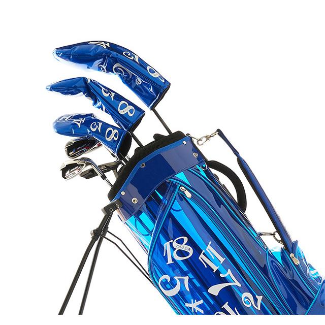 フランク三浦 スケルトン キャディバッグ 9インチ ブルー オレンジ