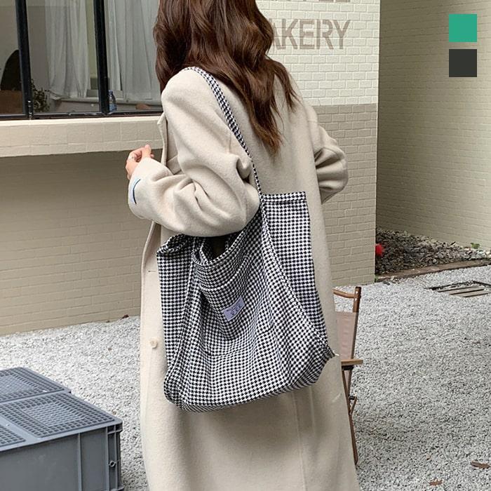 トートバッグ レディース a4 大きめ ギンガムチェック柄 千鳥柄 大容量