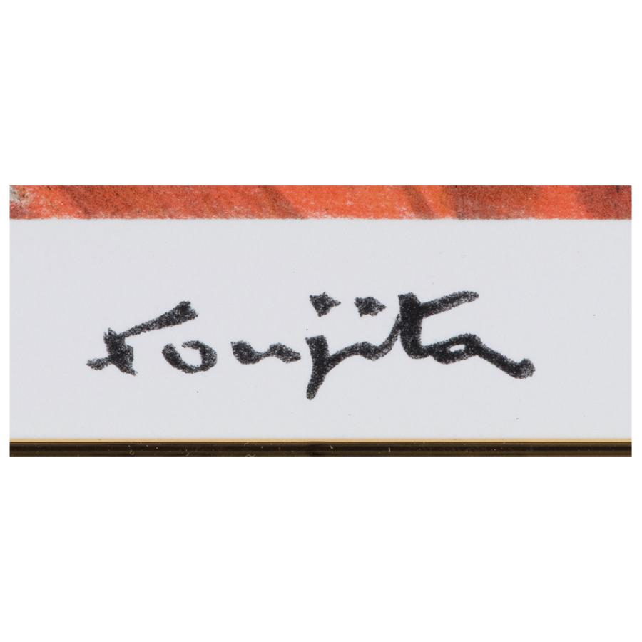 藤田嗣治 リトグラフ 額装 「 猫を抱く少女 」 レオナールフジタ 72