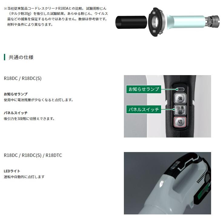 HiKOKI 18Vコードレスクリーナー R18DC((NN) 本体のみ バッテリ・充電