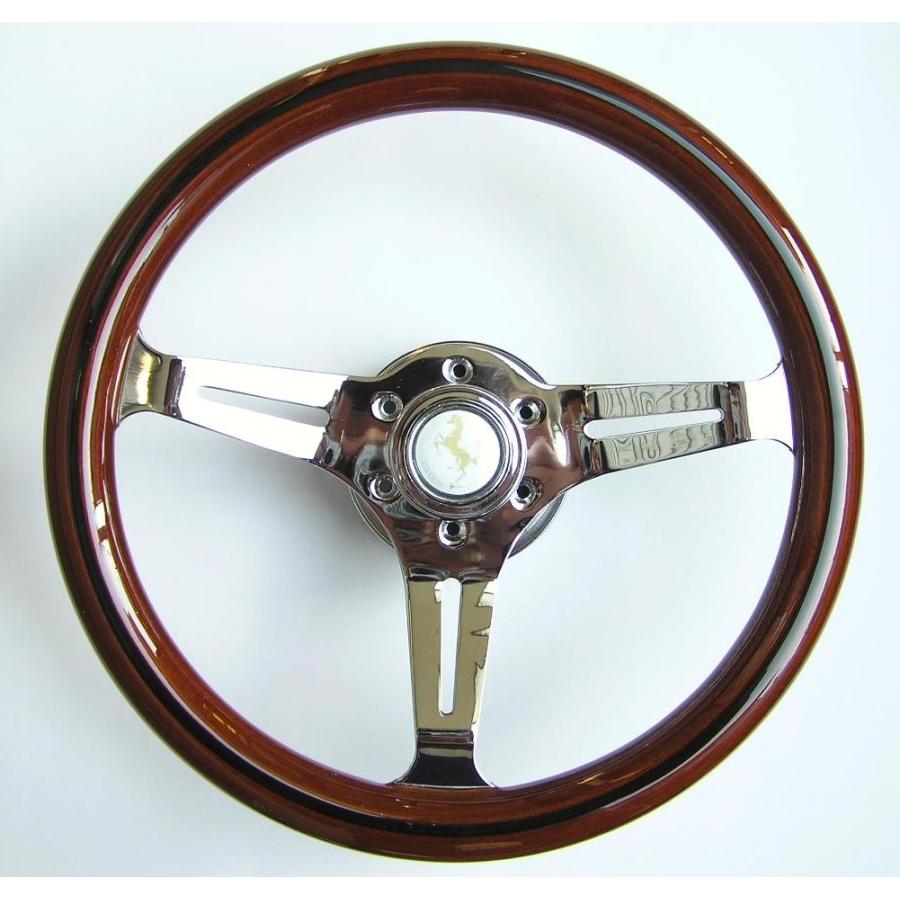 ウッドステアリング 35パイ メッキスポーク ホーンボタン付属