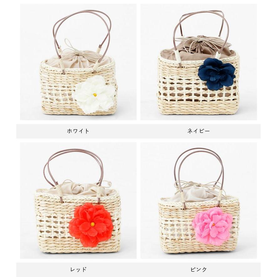 かごバッグ 浴衣 生成り 巾着 チャーム付き レディース かご 籠バッグ