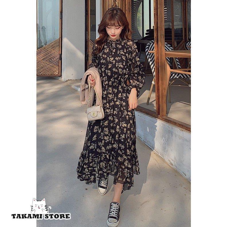 シースルー 花柄 ワンピース レディース ロングワンピース 長袖