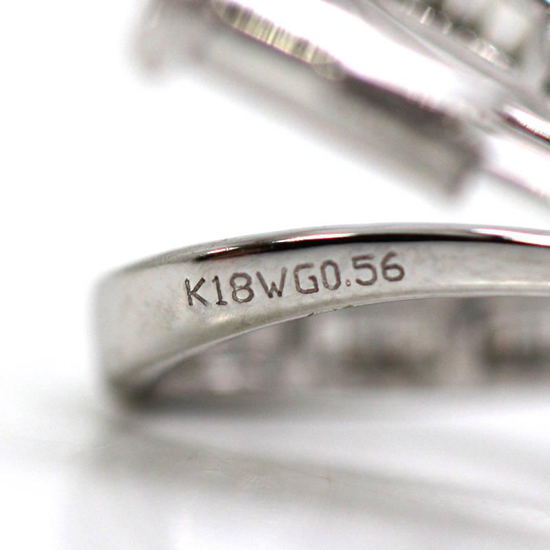 K18WG リボンモチーフブローチ ダイヤモンド 0.56ct 約2.9g 18金