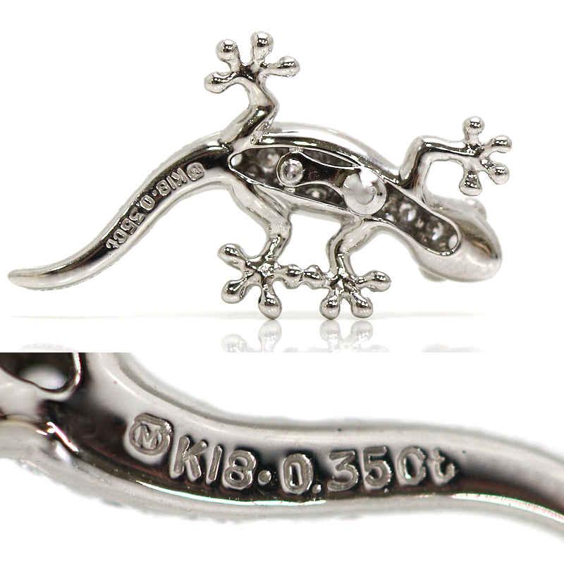 MIKIMOTO（ミキモト） ヤモリ ピンブローチ ダイヤモンド 0.35ct K18WG