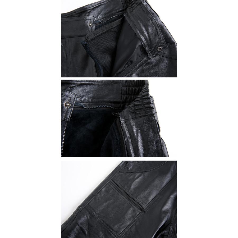 本革パンツ レザーパンツ メンズ 牛革 革パン 革パンツ 裏起毛 バイク