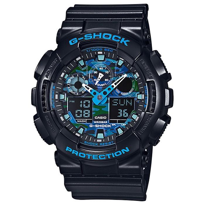 G-SHOCK GA-100CB-1AJF メンズ 腕時計 アナデジ ブラック ブルー 迷彩