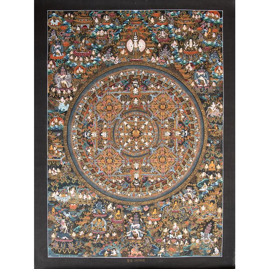 送料無料 タンカ 仏画 マンダラ チベット 〔Raj Lama作 一点物・美術館