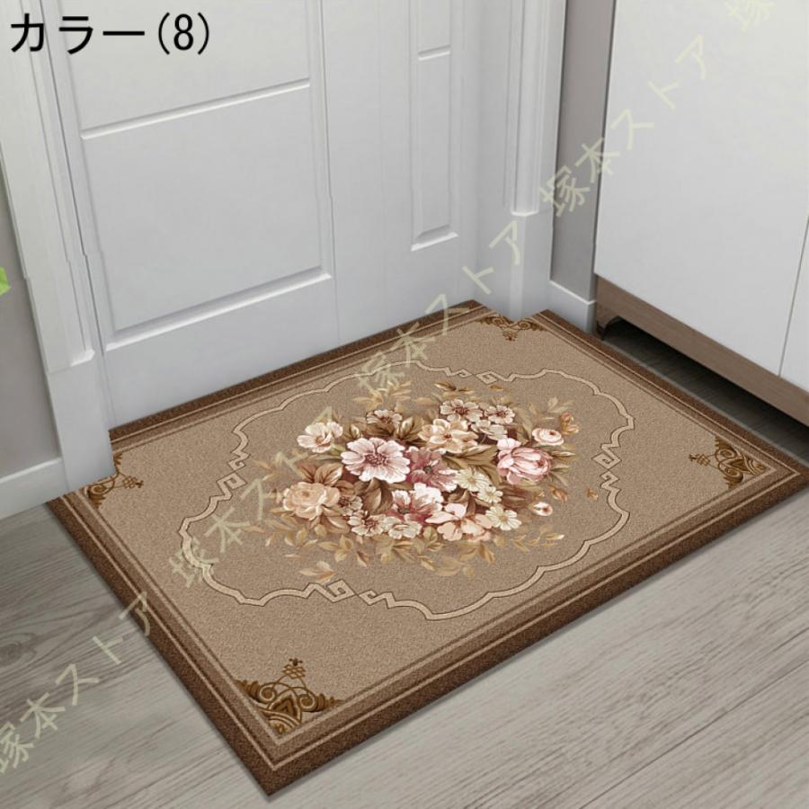玄関マット 和風 薔薇 花 花柄 カーペット ラグ 北柄 トルコ風