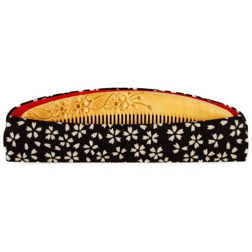 キレイ】かわいい桜（さくら）4寸5分 彫解櫛 つげ櫛 高級国産 さつま