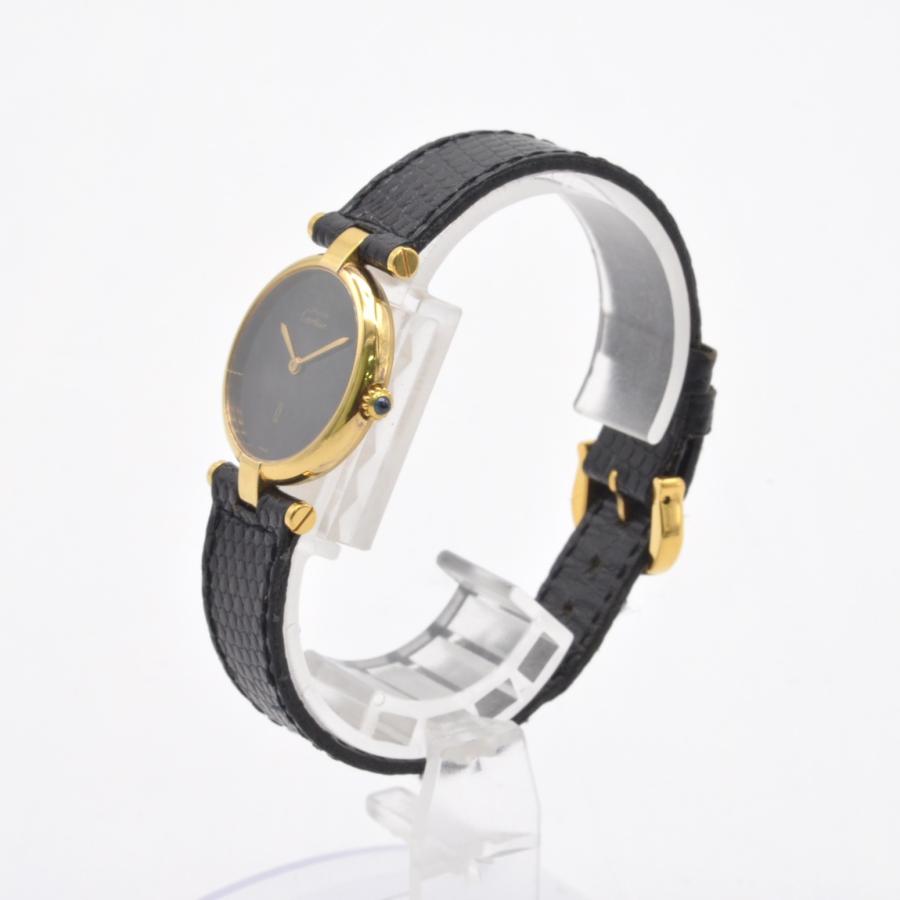 CARTIER カルティエ マストヴァンドーム GP/革 クォーツ ブラック文字