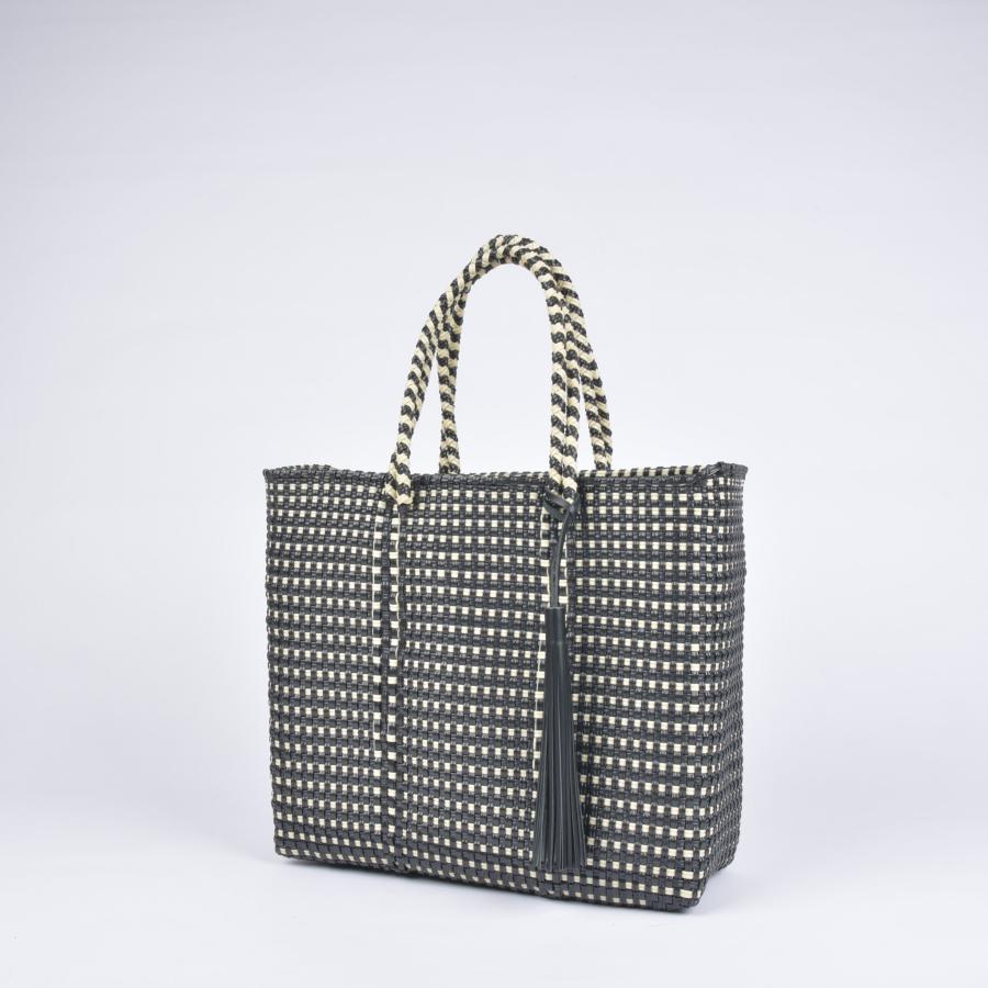 メルカドバッグ Mサイズ キンガム ブラック×クリーム エコ ECO 再生