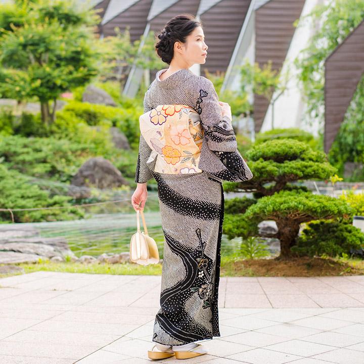 レンタル フルセット 高級正絹 訪問着 HO-MI106 総絞り 菊 桜 結婚式