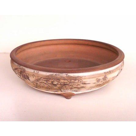 植木鉢【陶翠窯】丸袋型10号盆栽鉢023.【 陶翠窯】 切立