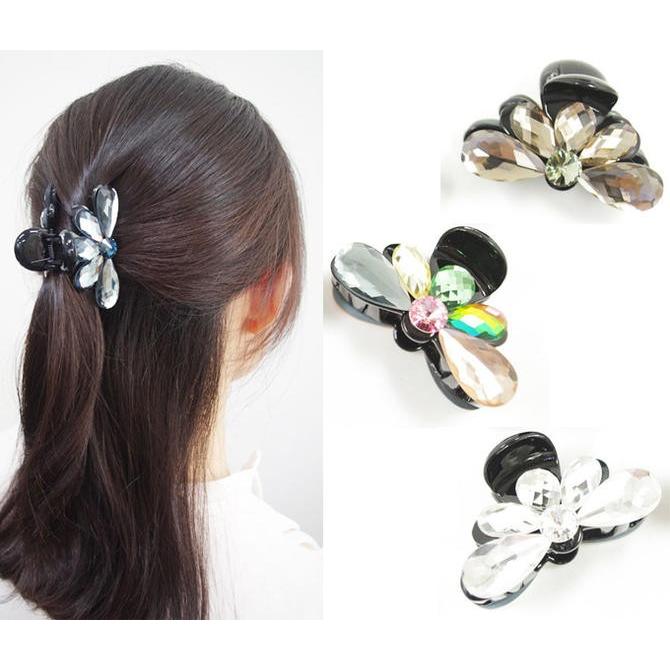 バンスクリップ 中サイズ スワロフスキー カットガラス ヘアクリップ