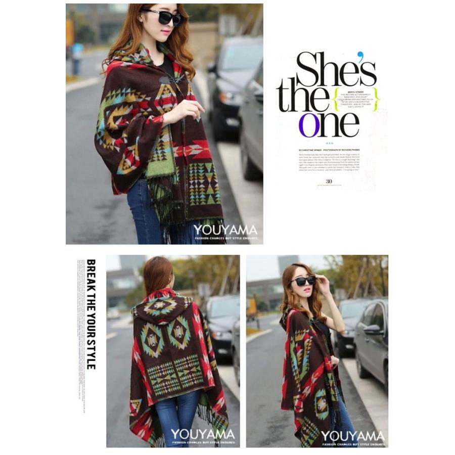 ポンチョ マントコート ケープコート コート ボヘミア 民族風 フード