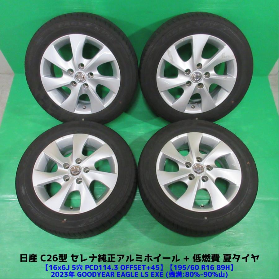 セレナ C26 セレナ純正 195/60R16 2023年バリ山夏タイヤ 80%-90%山