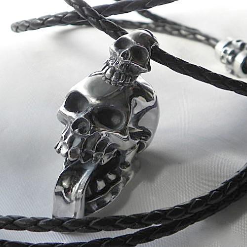 レザーチョカースカルネックレス スカルペンダント ドクロペンダント