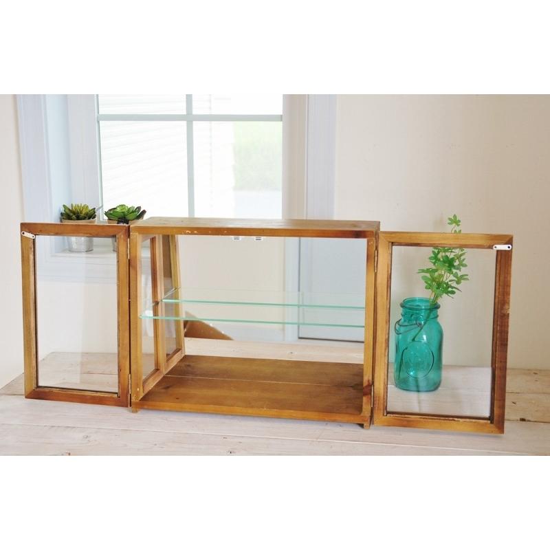 キャビネット レトロ ミラー 鏡張り ラスティ ダブルドアケース