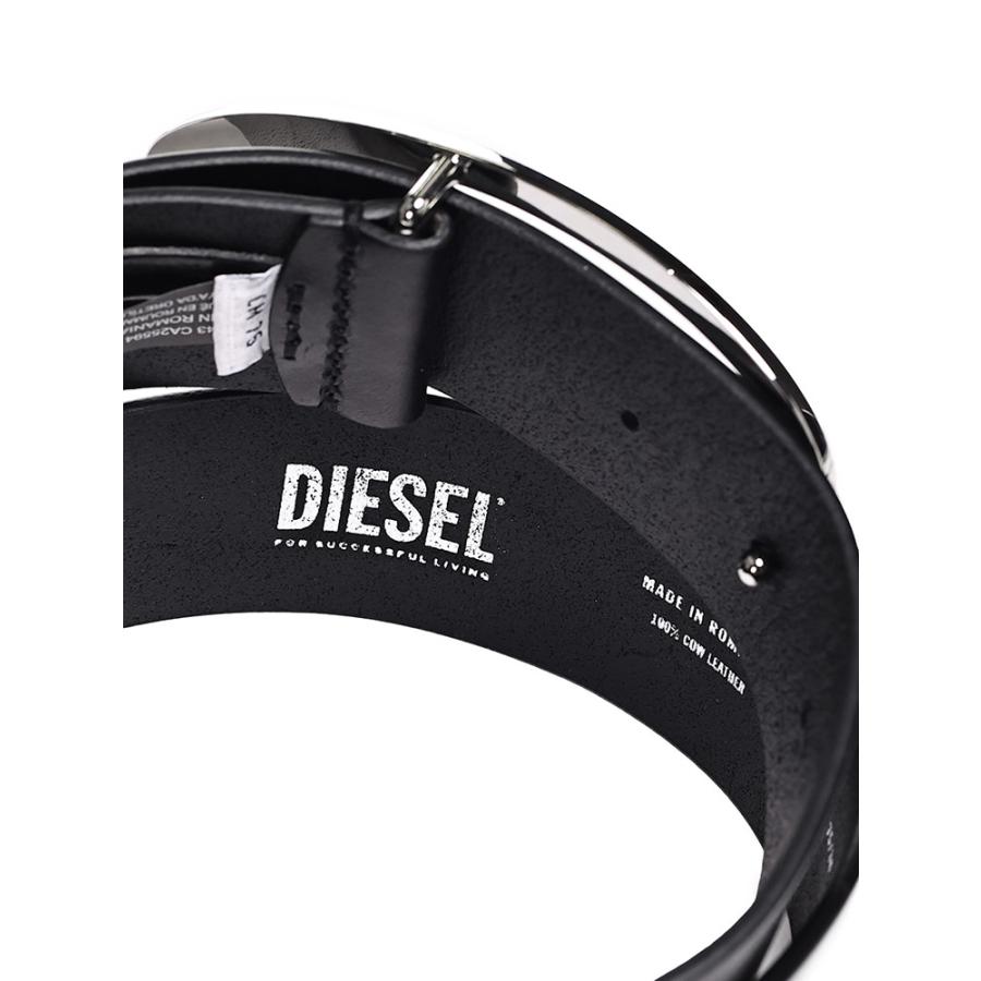 DIESEL（ディーゼル） 牛革 オーバルロゴ バックル留め ベルト メンズ