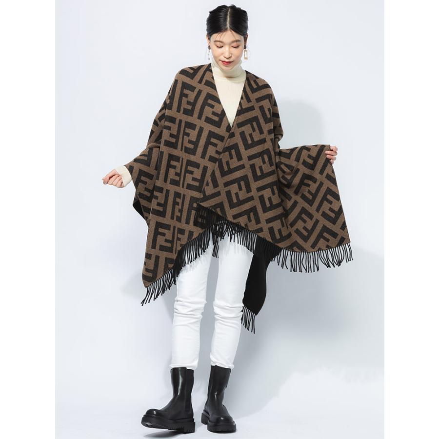 FENDI（フェンディ） リバーシブル カシミヤ＆ウール 無地 総柄