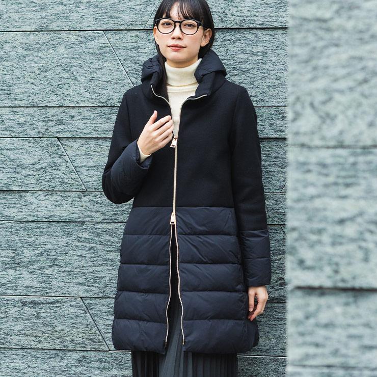 HERNO（ヘルノ） ダウン コート レディース ウール 切り替え
