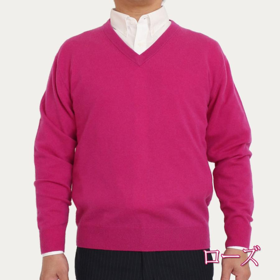 カシミヤ 100％ Vネック セーター メンズ 無地 12ゲージ トップス 男性
