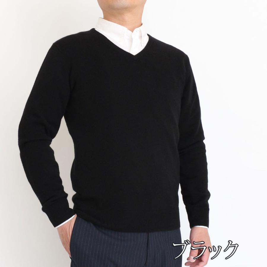 カシミヤ 100％ 無地 Vネック セーター メンズ 軽くて 暖かい 12ゲージ