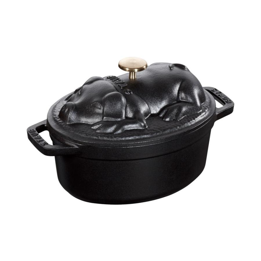 Staub（ストウブ） 鍋 ピギーココット オーバル 17cm ブラック 生涯