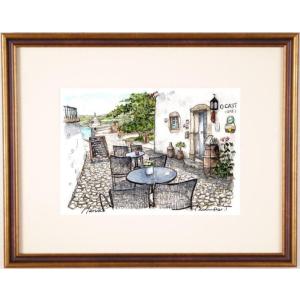 パリ 風景画 絵画 フランス 水彩画 高橋文平 「モンマルトルのカフェ