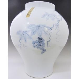 時代物 湖東焼 漢詩染付風景図 花瓶 古陶磁 高さ約20.5cm×幅約15cm