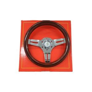 ウッドステアリング 35パイ メッキスポーク ホーンボタン付属