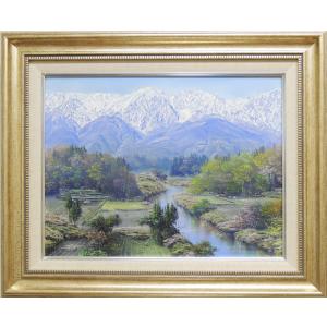 絵画 油絵 清水港より富士 (半澤国雄) 【海・山】【肉筆】【油絵