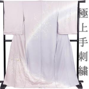 訪問着 手刺繍 総刺繍 正絹 白地 桜 未仕立て 仮絵羽 フォーマル 礼装