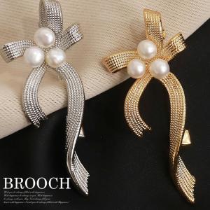 ミキモト MIKIMOTO ブローチ 金属素材xパール シルバーxホワイト 定番