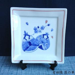 有田焼 飾り皿 ひな人形 角皿 インテリア 皿立て付き : 有田焼 器の華
