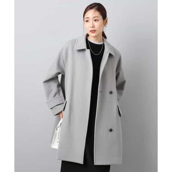 トレンド/2way衿】SUPER100'sウール スタンドカラーミドルコート