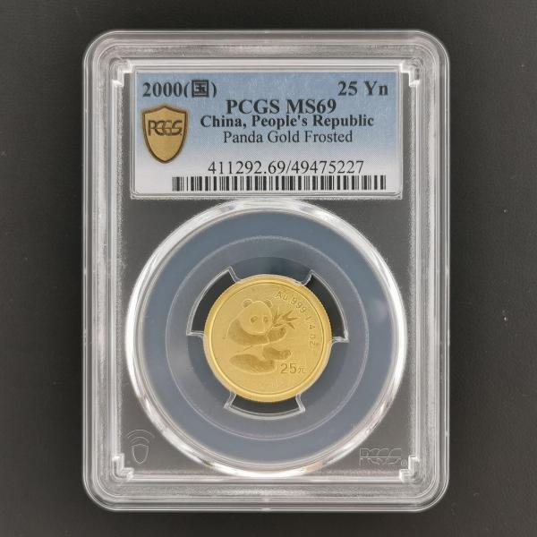 China 中華人民共和国 25元 1/4oz パンダ 金貨 2000 スラブ入り PCGS