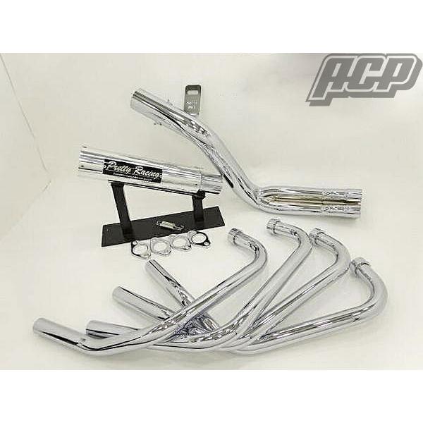 プリティー製 XJR400 ガニマタ ブレット管 メッキ 4HM