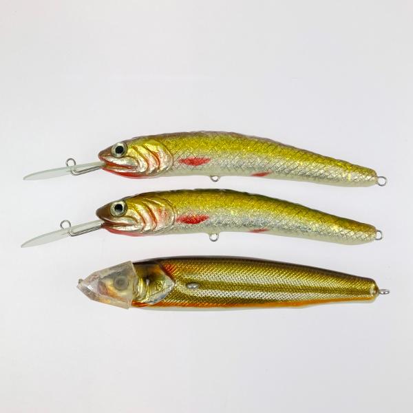 ▽▽ 誠ミノー ハンドメイドルアー 3個まとめ 約11.5cm やや傷や汚れ