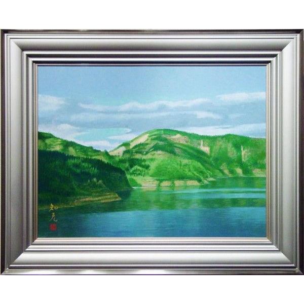 山本知克 『山湖』 日本画 P12(12号) 絵画日本の風景自然送料無料