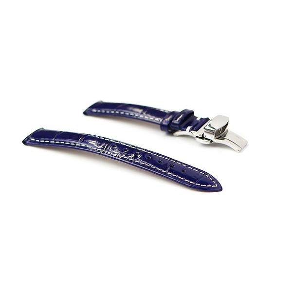 腕時計 レザー ベルト 18mm 19mm 20mm 22mm ネイビー 紺 白 ステッチ